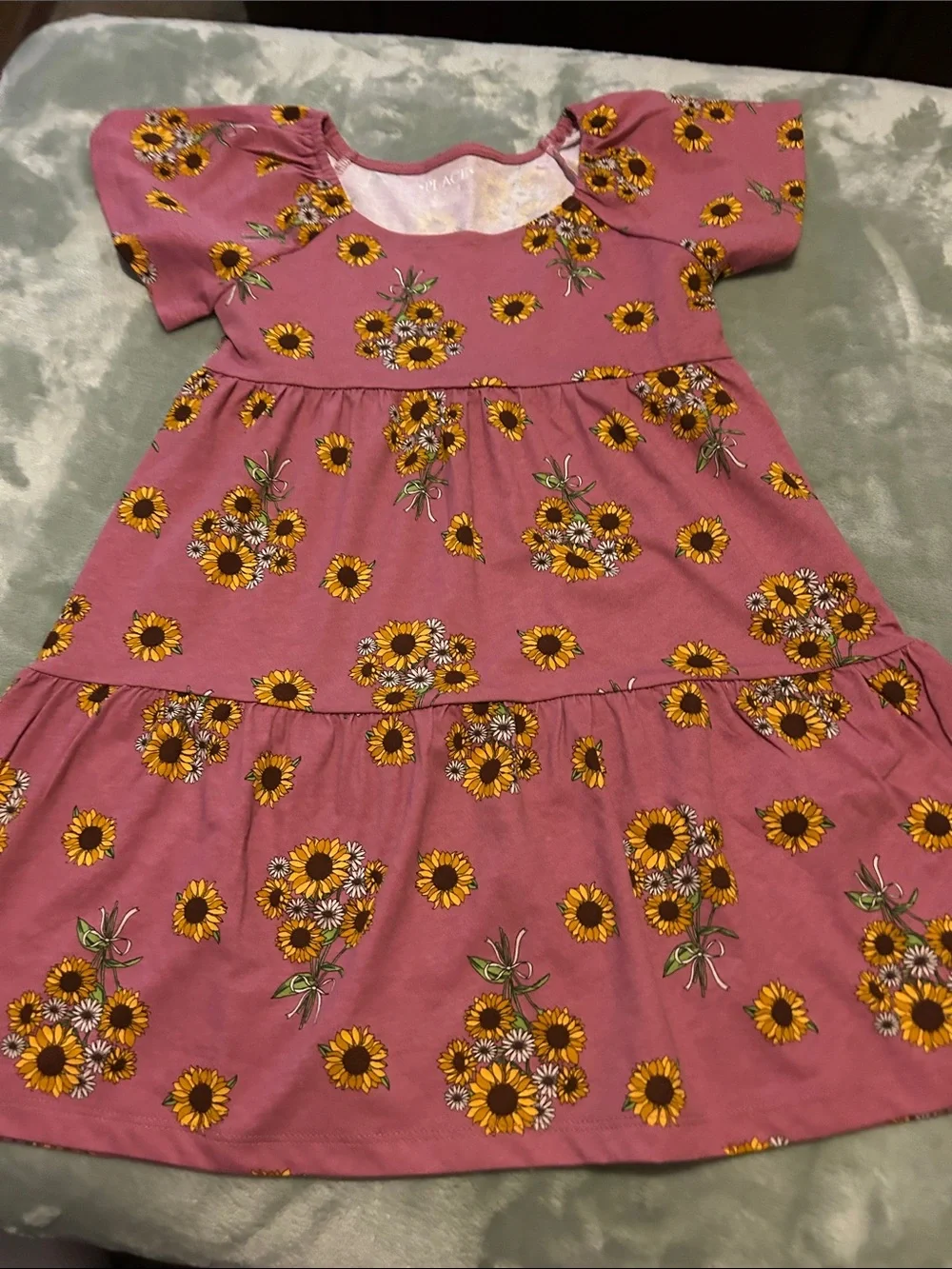 The Children's Place Rose Pink Sunflower Tiered Dress